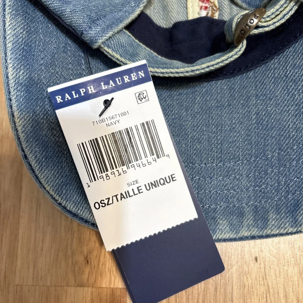 POLO RALPH LAUREN Mens Denim Ball Cap Medium Wash One Size - Picture 5 of 9
